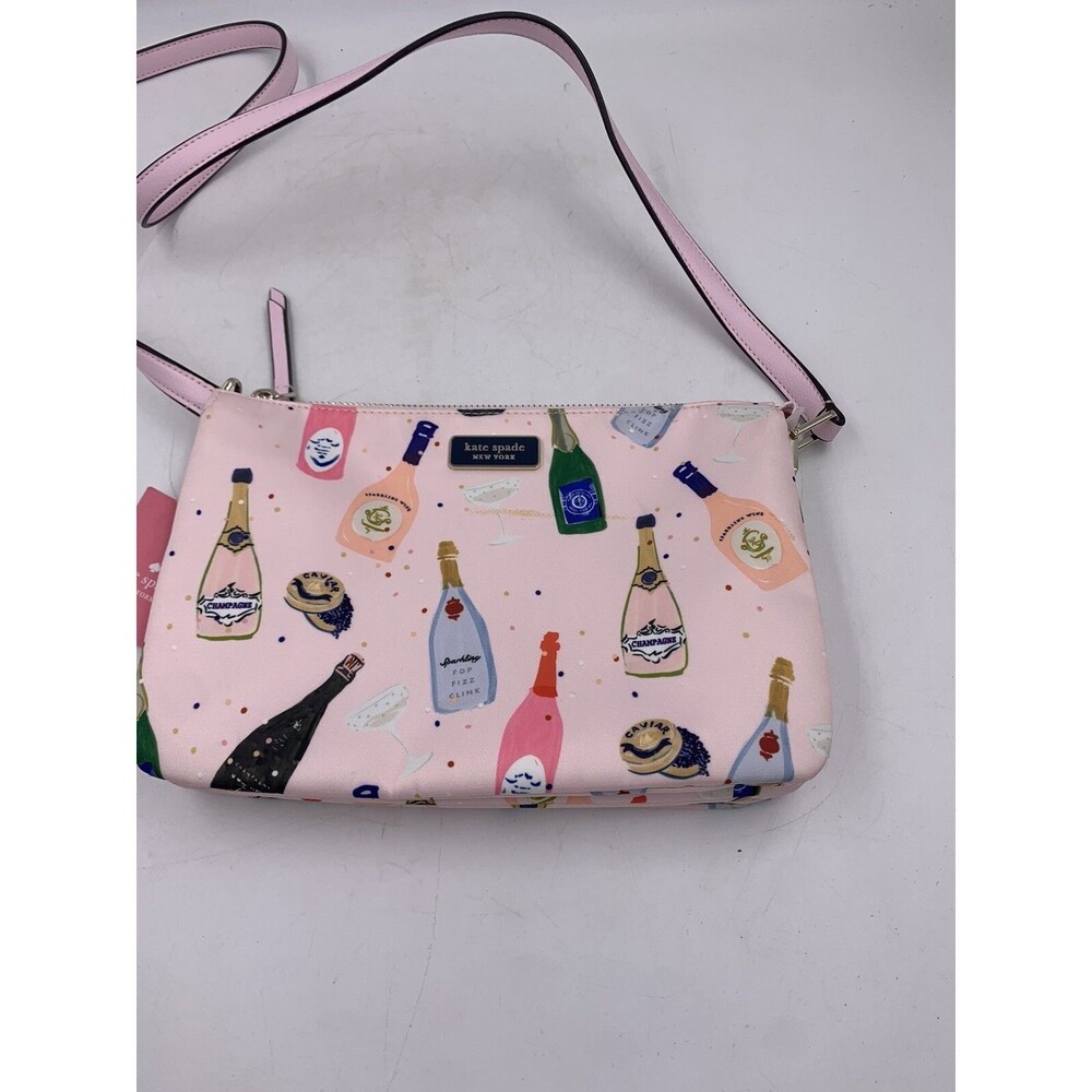 Kate Spade Triple Gusset Crossbody DOWN CHAMPAGNE NWT Blemished - Picture 2 of 13